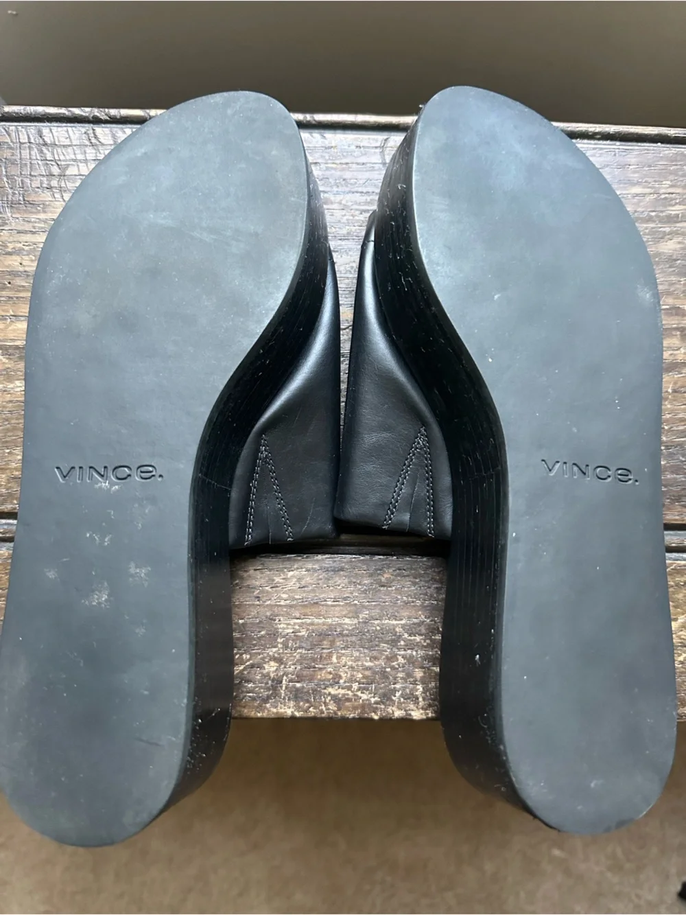 Vince • Saskia Black Leather Platform Slide Sandals